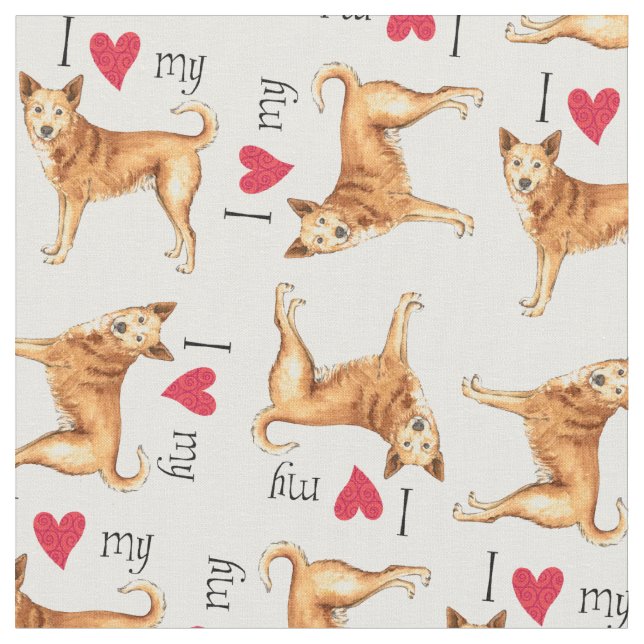 Tecido Eu amo meu cão Canaan (Detalhe)