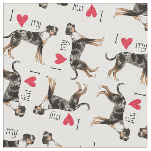 Tecido Eu amo meu cão do leopardo de Catahoula