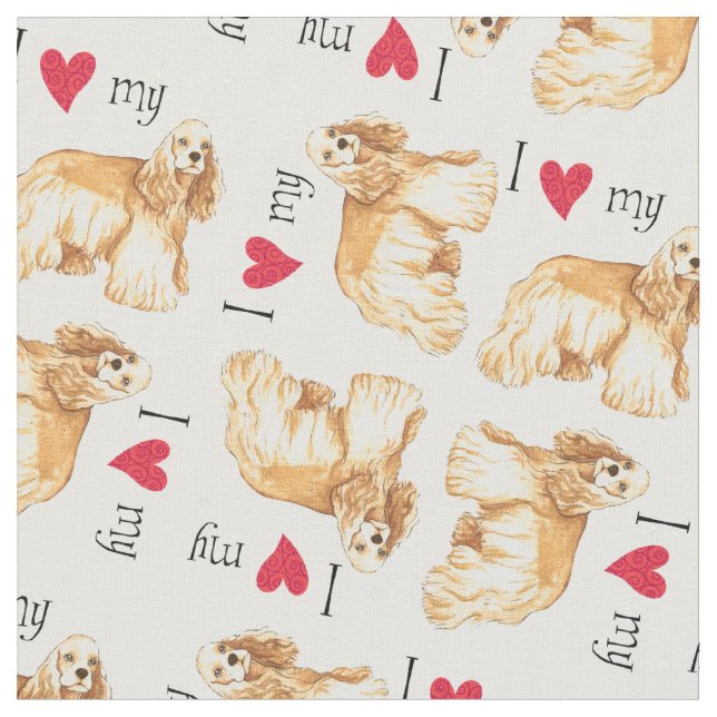 Tecido Eu amo meu cocker spaniel (Detalhe)