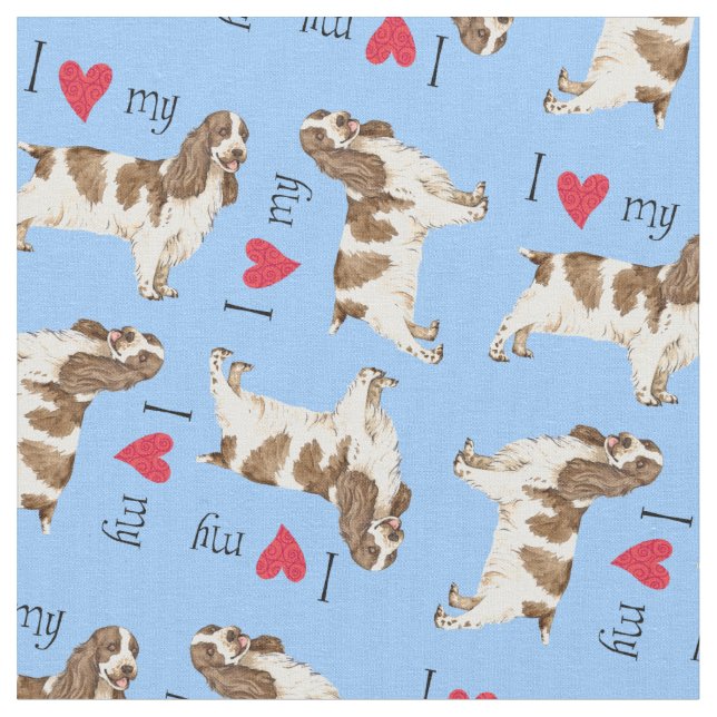 Tecido Eu amo meu cocker spaniel inglês (Detalhe)