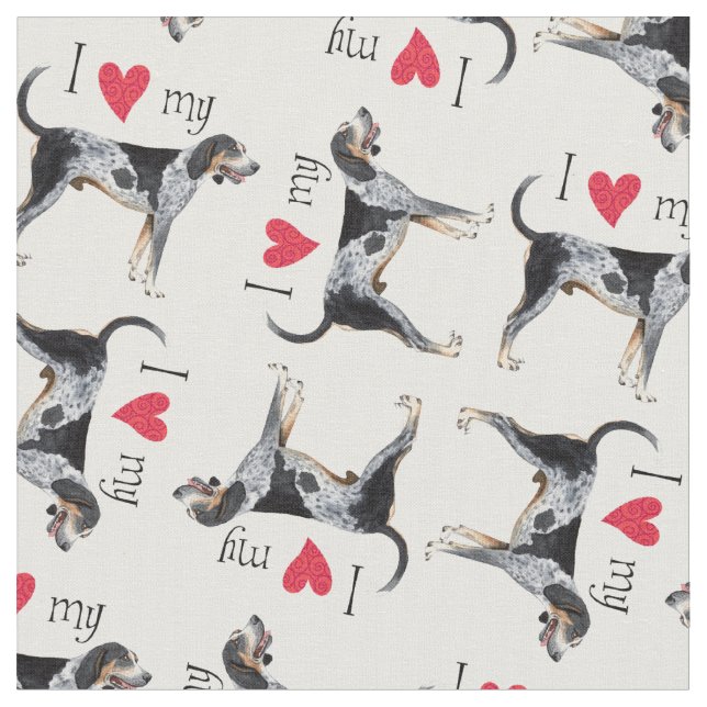 Tecido Eu amo meu Coonhound de Bluetick (Detalhe)