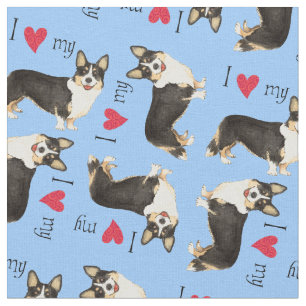 Tecido Eu amo meu Corgi de Galês do casaco de lã