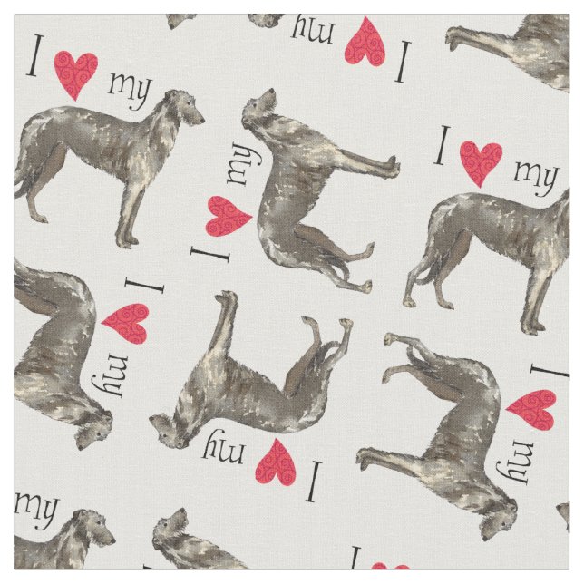 Tecido Eu amo meu Deerhound escocês (Detalhe)