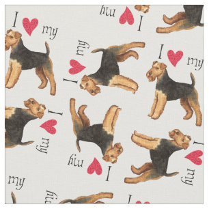 Tecido Eu amo meu galês Terrier