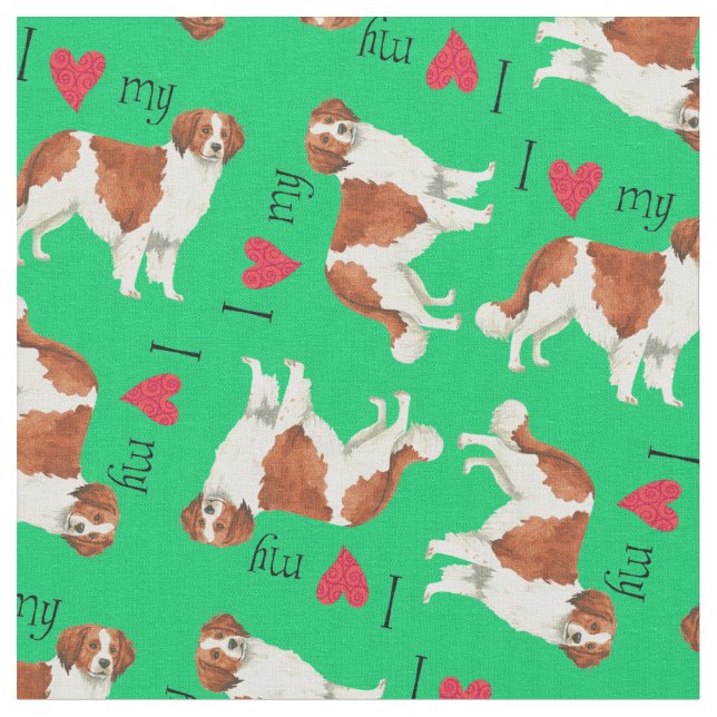 Tecido Eu amo meu Kooikerhondje (Detalhe)