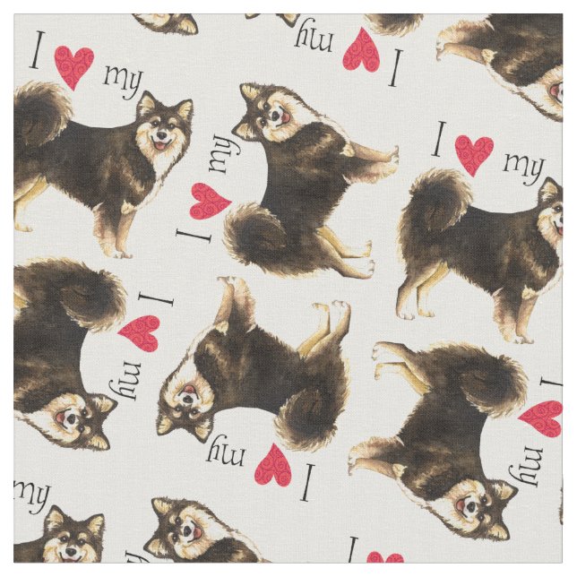 Tecido Eu Amo meu Lapphund Finlandês (Detalhe)