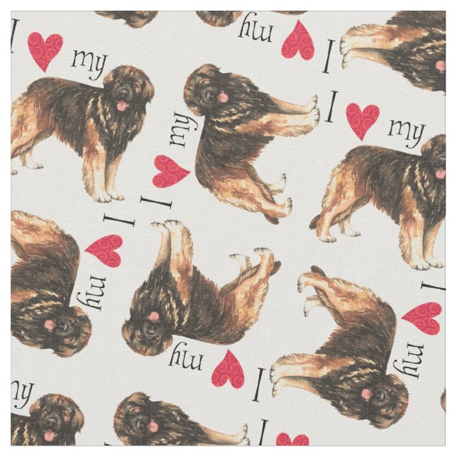 Tecido Eu amo meu Leonberger (Detalhe)