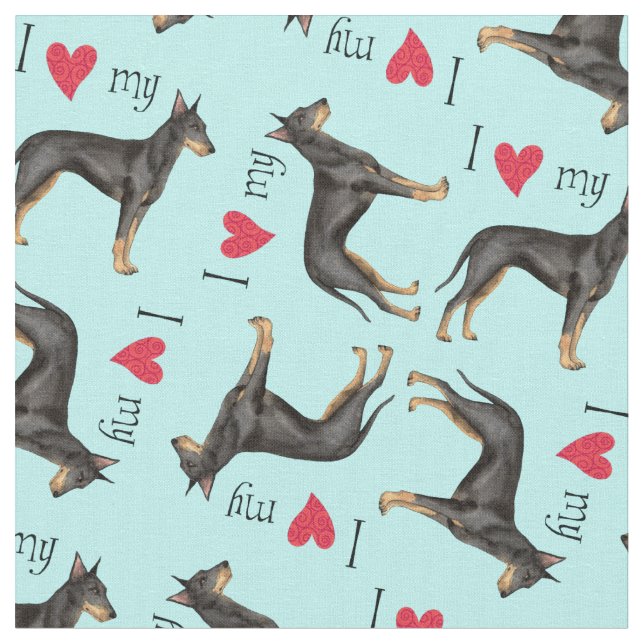 Tecido Eu amo meu Manchester Terrier (Detalhe)