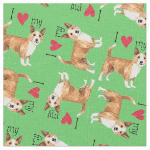 Tecido Eu amo meu português Podengo Pequeno