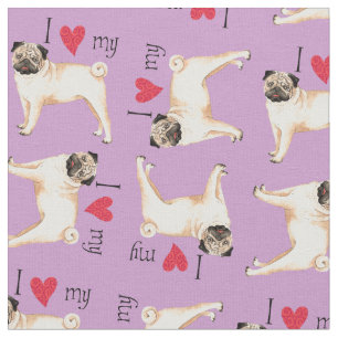 Tecido Eu amo meu Pug