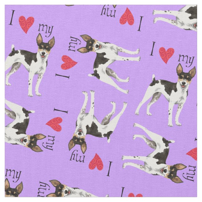 Tecido Eu amo meu Rat Terrier (Detalhe)
