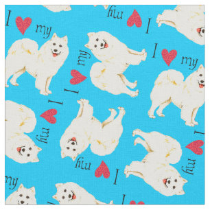 Tecido Eu amo meu Samoyed