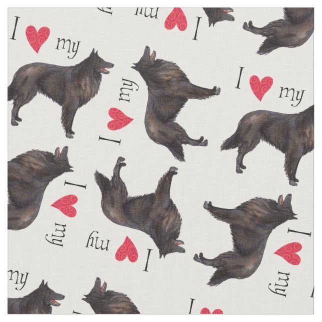 Tecido Eu amo meu Sheepdog belga (Detalhe)