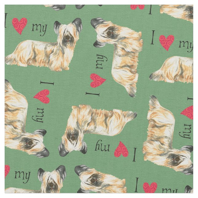 Tecido Eu amo meu Skye Terrier (Detalhe)