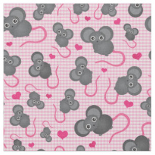 Tecido Eu amo meu teste padrão do rato no rosa