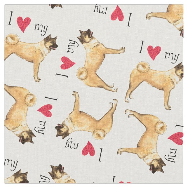 Tecido Eu amo minha Akita (Detalhe)