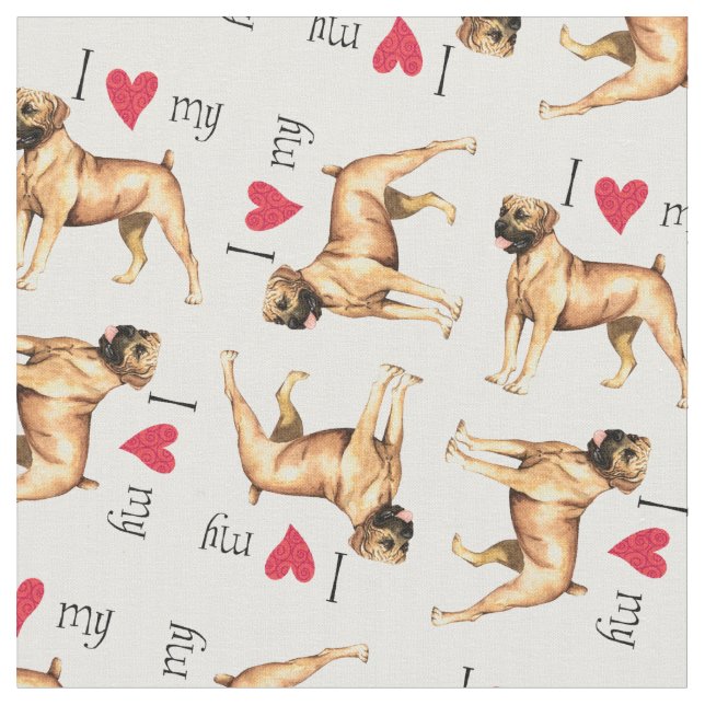 Tecido Eu amo o meu Boerboel (Detalhe)