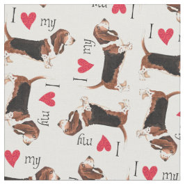 Tecido Eu Amo O Meu Cachorro De Basset