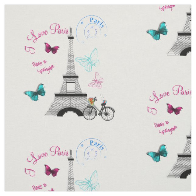 Tecido Eu Amo Paris Em Springtime (Modelo)