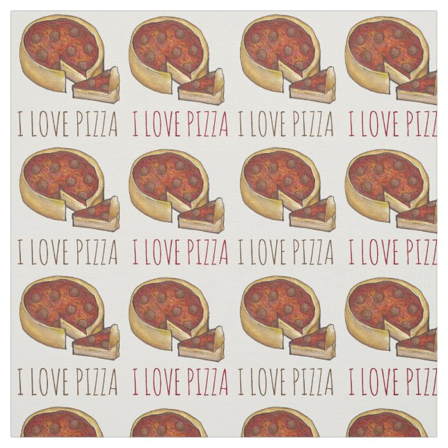 Tecido Eu Amo Pizza Chicago Deep Dish Pepperoni Cheese (Modelo)