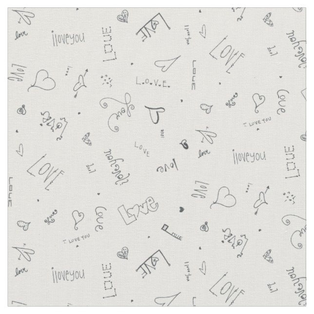 Tecido eu amo você dia dos namorados doodle moderno (Detalhe)