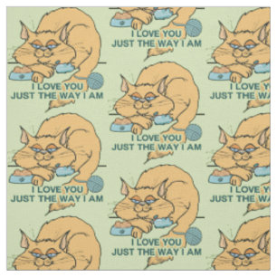 Tecido Eu te amo dizer gráfico do gato engraçado