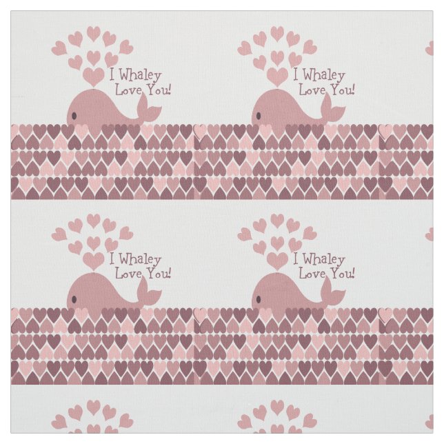 Tecido Eu Whaley te amo corações cor-de-rosa (Modelo)
