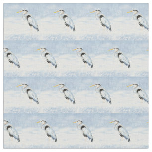 Tecido Excelente de aquarelas Blue Heron Art