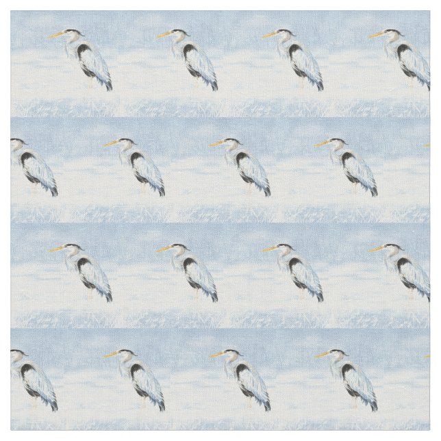 Tecido Excelente de aquarelas Blue Heron Arte para aves (Detalhe)