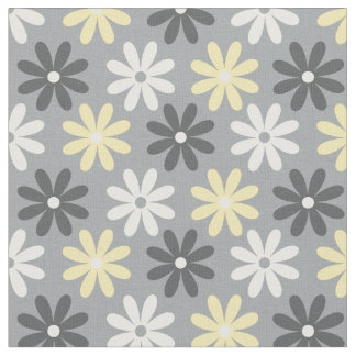 Tecido Fabric Floral Group Pattern Amarillo y Gris
