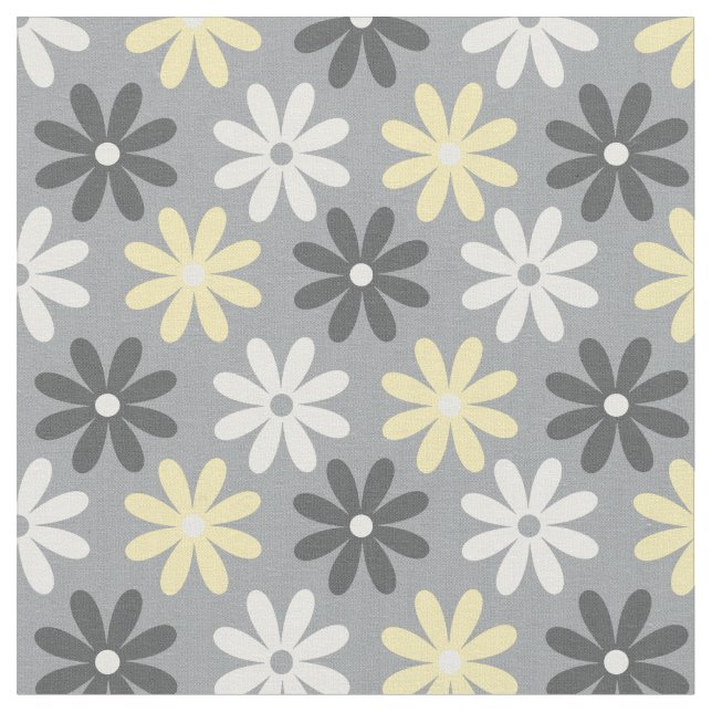 Tecido Fabric Floral Group Pattern Amarillo y Gris (Detalhe)