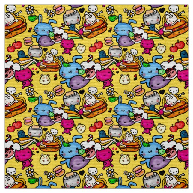 Tecido Faça sua própria roupa Kawaii com um Doodle Kawaii (Modelo)