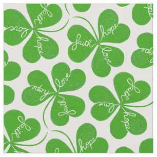 Tecido Faith Hope Love Dia de São Patrício Shamrock Padrã