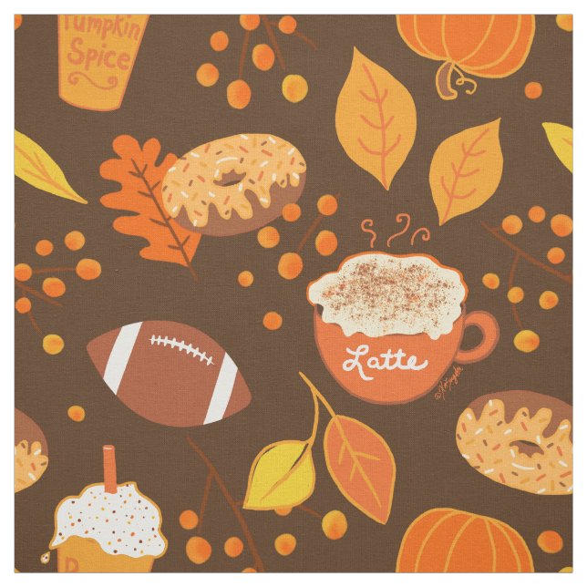 Tecido Fall Deixa Futebol e Pumpkin Spice Patterno (Modelo)
