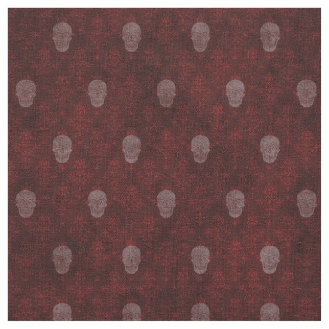 Tecido Falln Victorian Skulls Red (Detalhe)