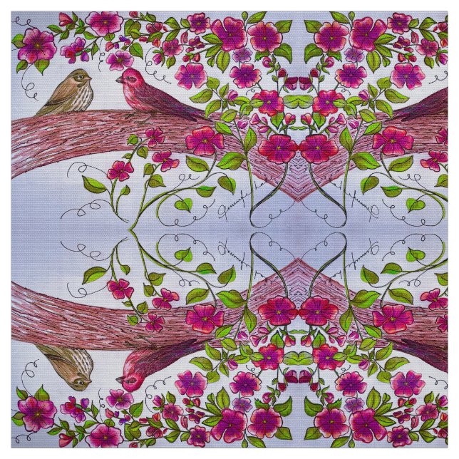 Tecido Família Finch Rosa (Modelo)