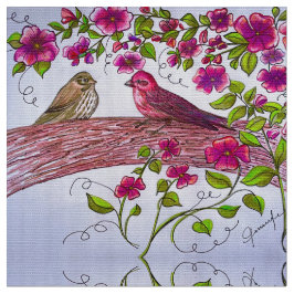 Tecido Família Finch Rosa