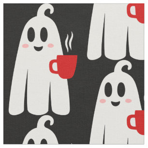 Tecido fantasma do bebendo de café da halloween engraçado