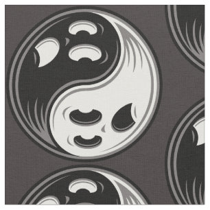 Tecido Fantasma Yin Yang Black and White