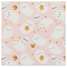 Fantasmas bonitos do Halloween com abóboras de ros