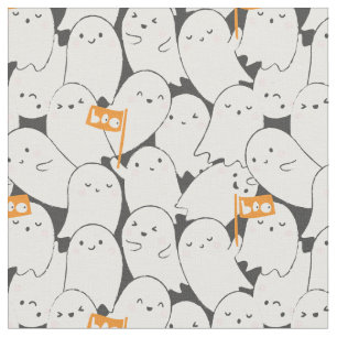 Tecido Fantasmas bonitos do Halloween com pequenas bandei