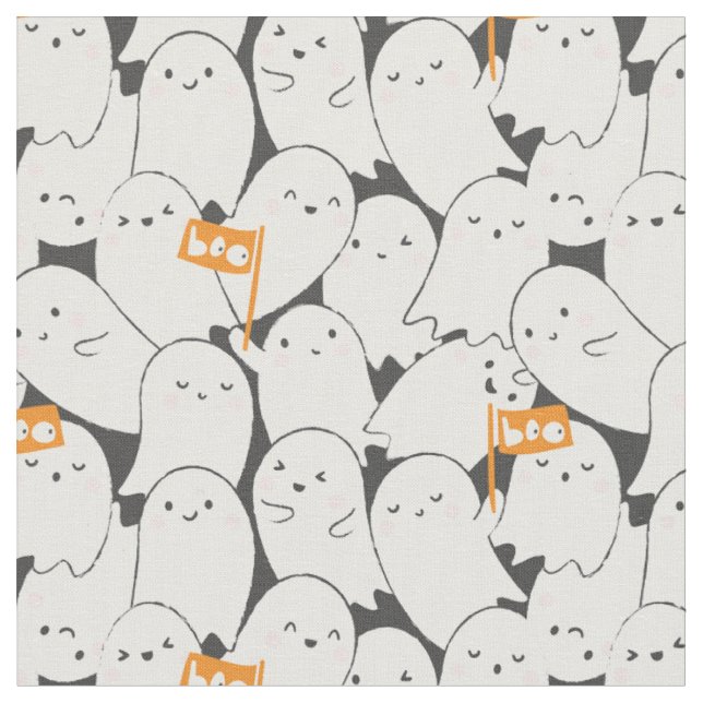Tecido Fantasmas bonitos do Halloween com pequenas bandei (Detalhe)
