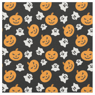 Tecido Fantasmas do Dia das Bruxas e Jack O Lantern