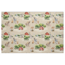Tecido Farm Land Tan Scenic Pattern