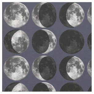 Tecido Fases da Lua. Abstrato preto azul escuro céu estr
