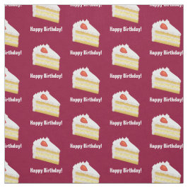 Tecido Fatia de Bolo e Feliz Aniversário ou qualquer text