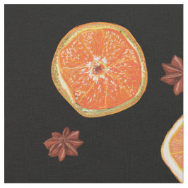 Tecido Fatias de Frutas Laranja & Canela