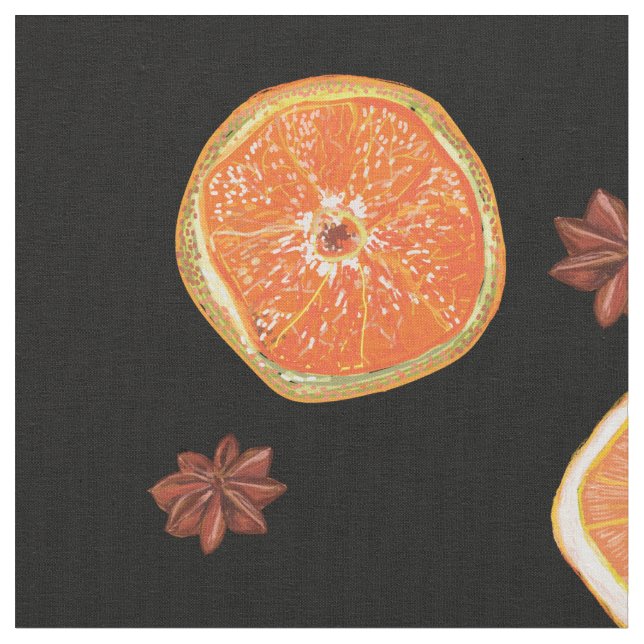 Tecido Fatias de Frutas Laranja & Canela (Detalhe)