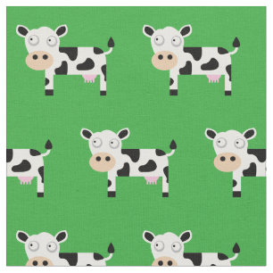 Tecido Fazenda Verde De Bebê De Moo Bonito
