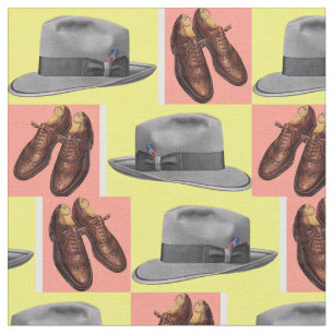 Tecido fedora dos anos 50 e impressão dos calçados do